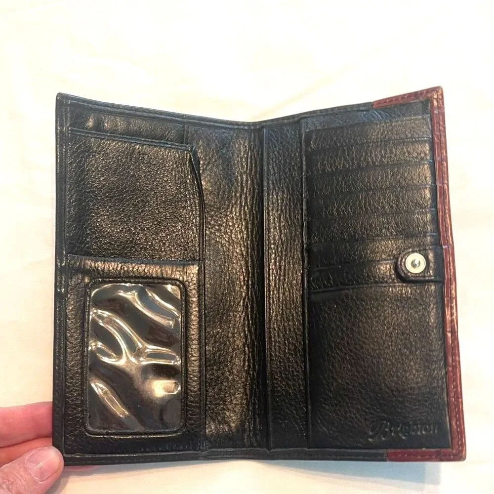Vintage Brighton Wallet Leather Logo Heart Croc Black & Brown Bifold *READ